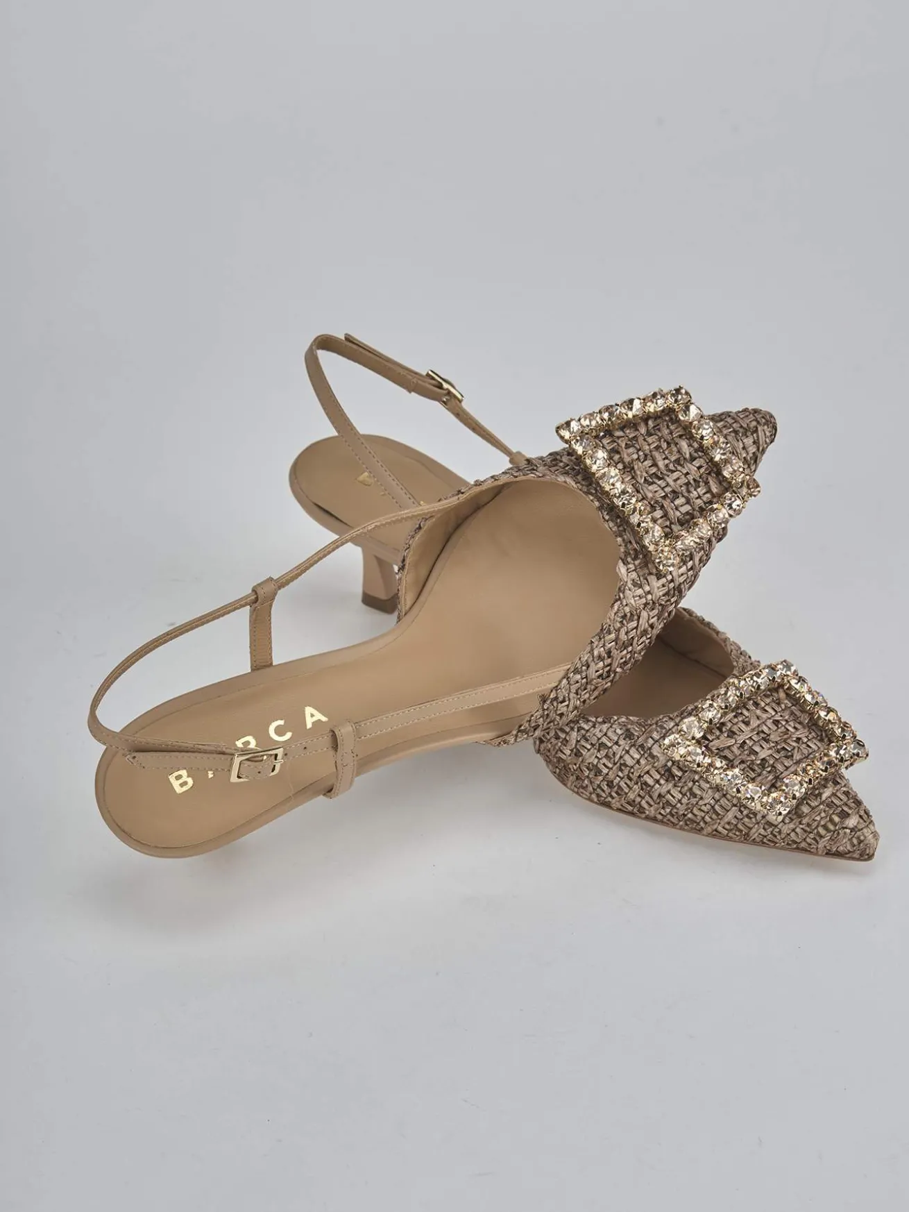 Slingback tacco 5cm pelle marrone