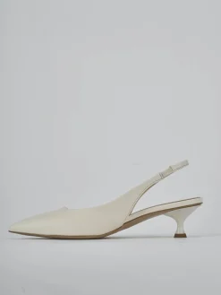 Slingback tacco 4cm pelle bianco
