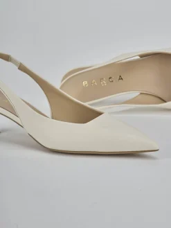 Slingback tacco 4cm pelle bianco