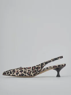 Slingback tacco 4cm pelle multicolor