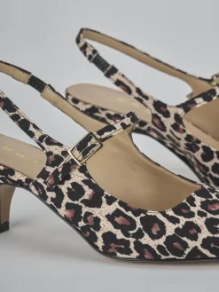 Slingback tacco 4cm pelle multicolor