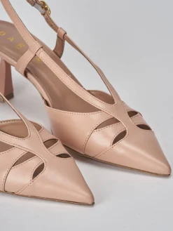 Slingback tacco 7cm pelle rosa