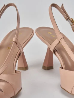 Slingback tacco 7cm pelle rosa