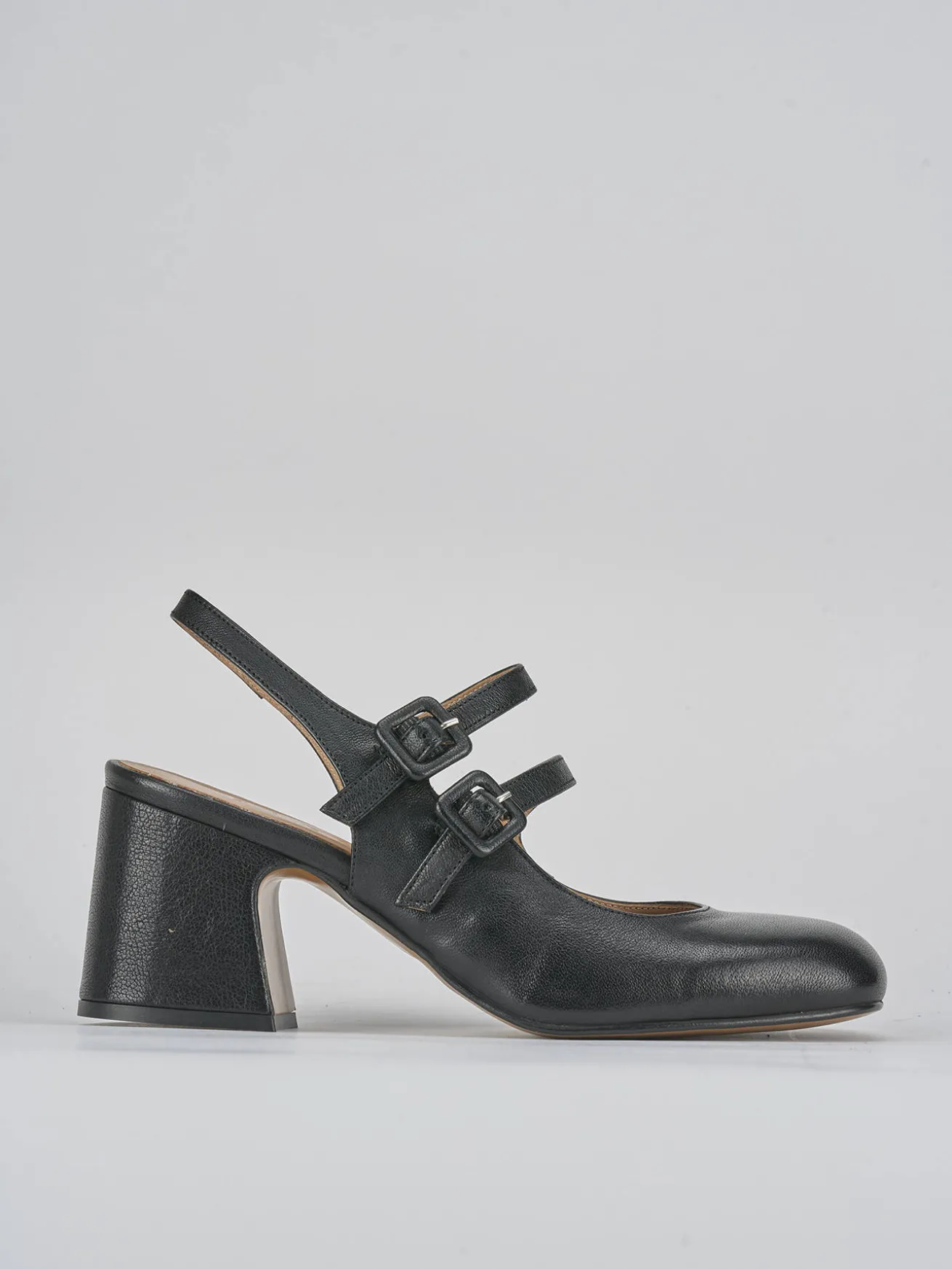 Slingback tacco 5cm pelle nero