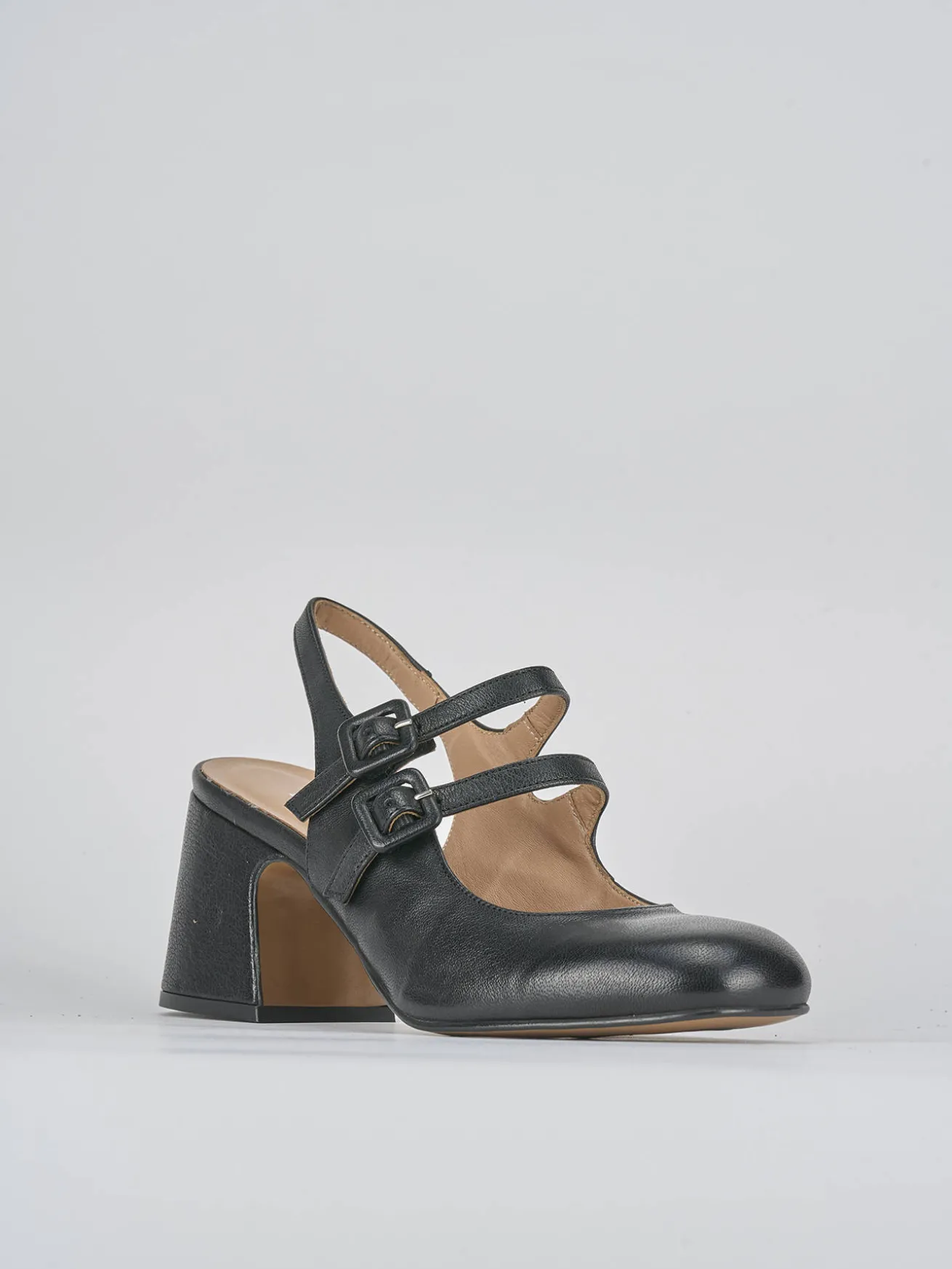 Slingback tacco 5cm pelle nero