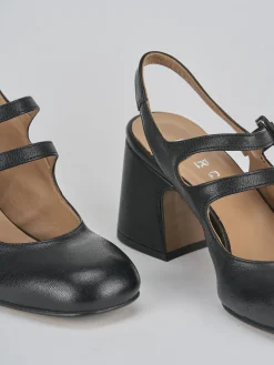 Slingback tacco 5cm pelle nero