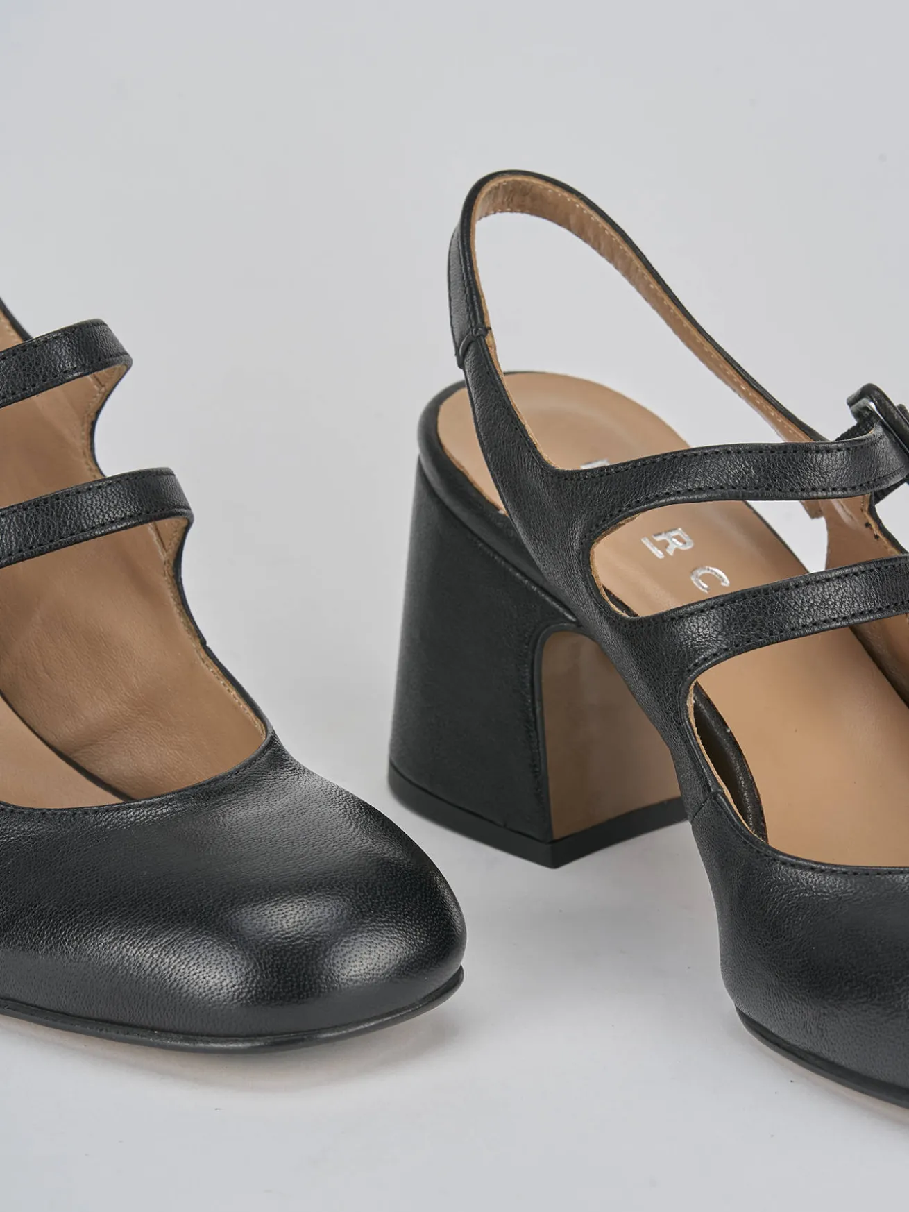 Slingback tacco 5cm pelle nero