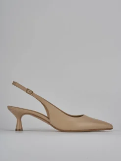 Slingback tacco 5cm pelle marrone
