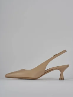 Slingback tacco 5cm pelle marrone
