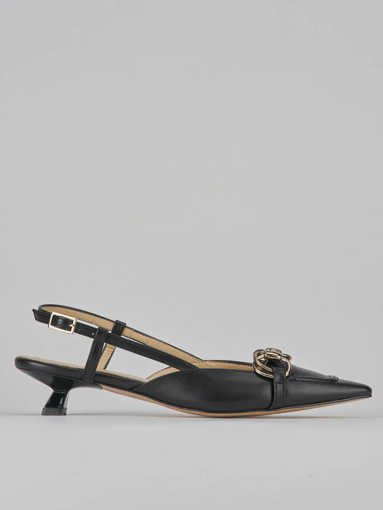 Slingback tacco 3cm pelle nero
