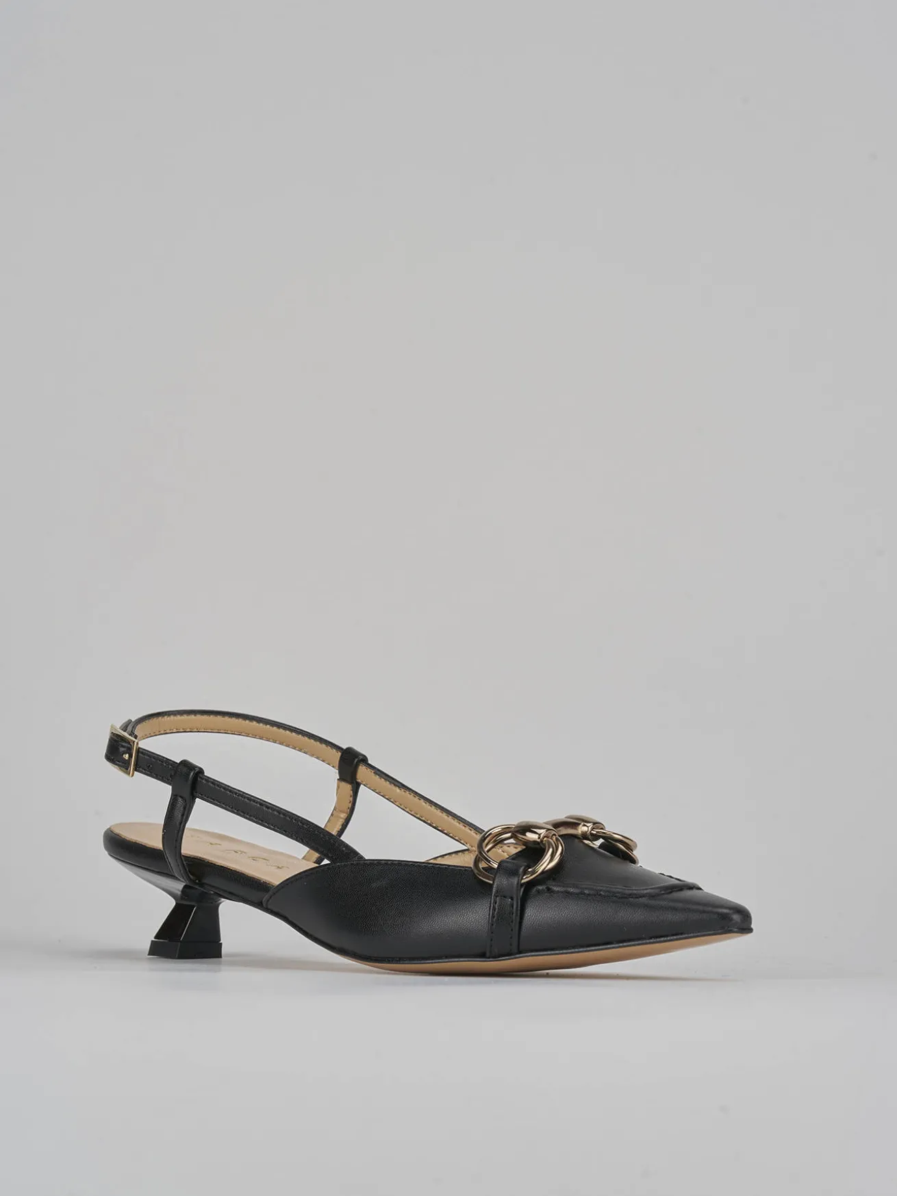 Slingback tacco 3cm pelle nero
