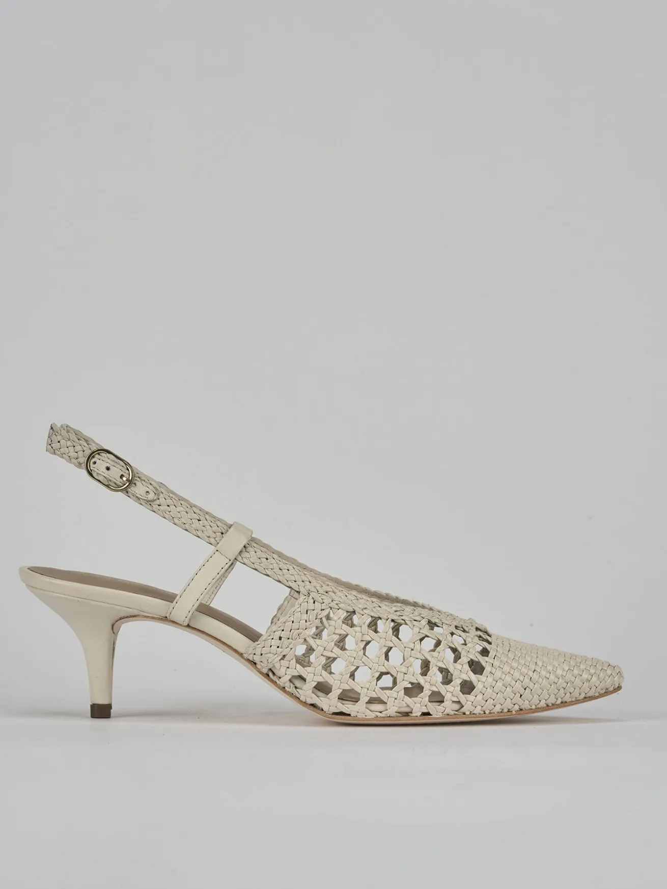 Slingback tacco 5cm pelle bianco