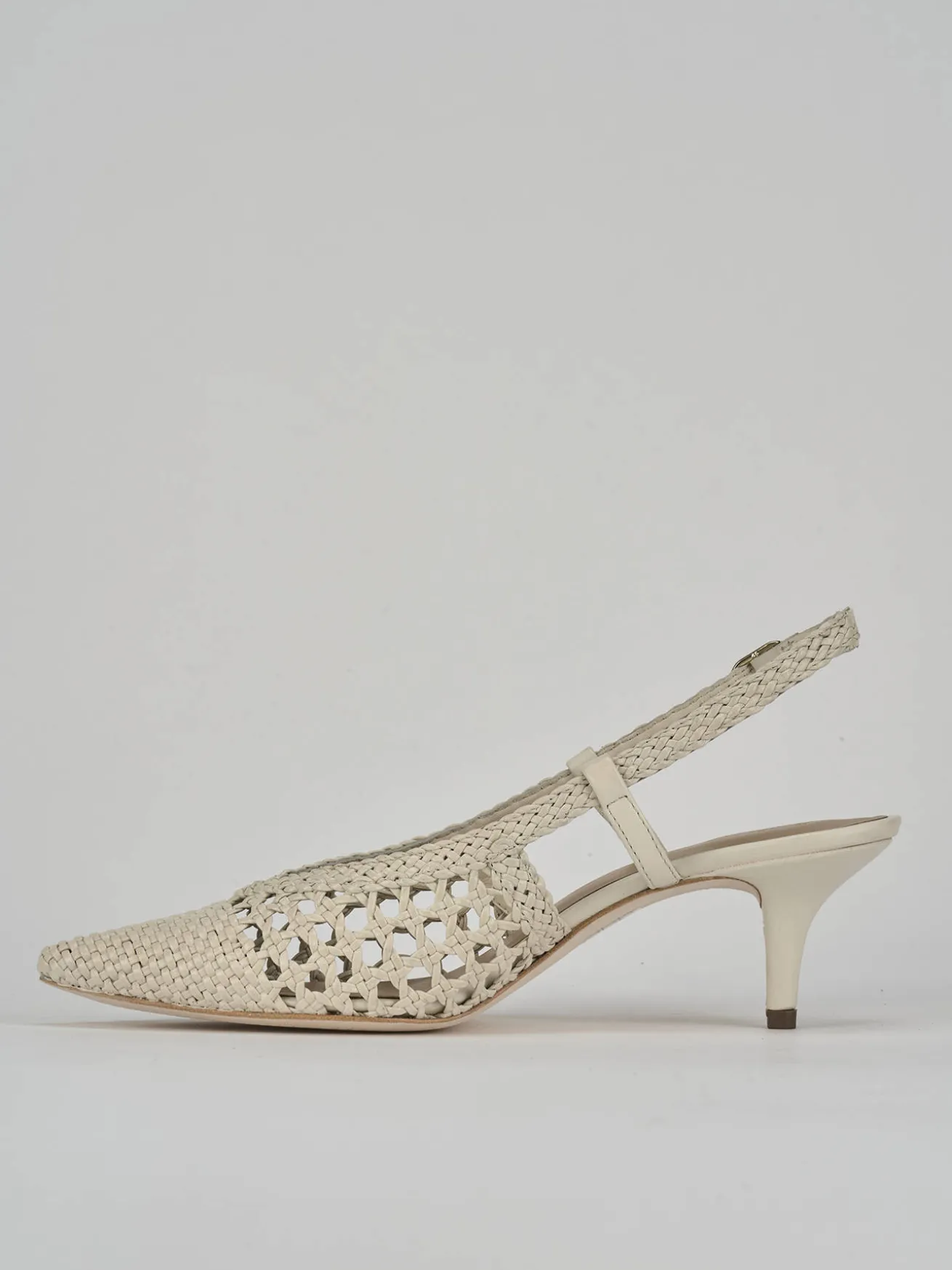 Slingback tacco 5cm pelle bianco