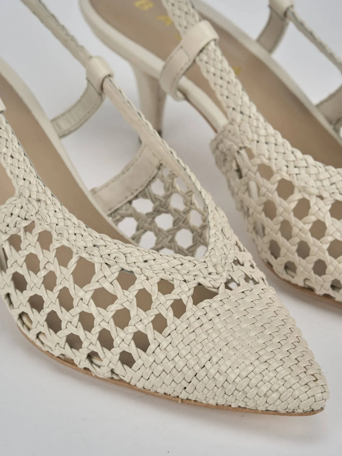 Slingback tacco 5cm pelle bianco