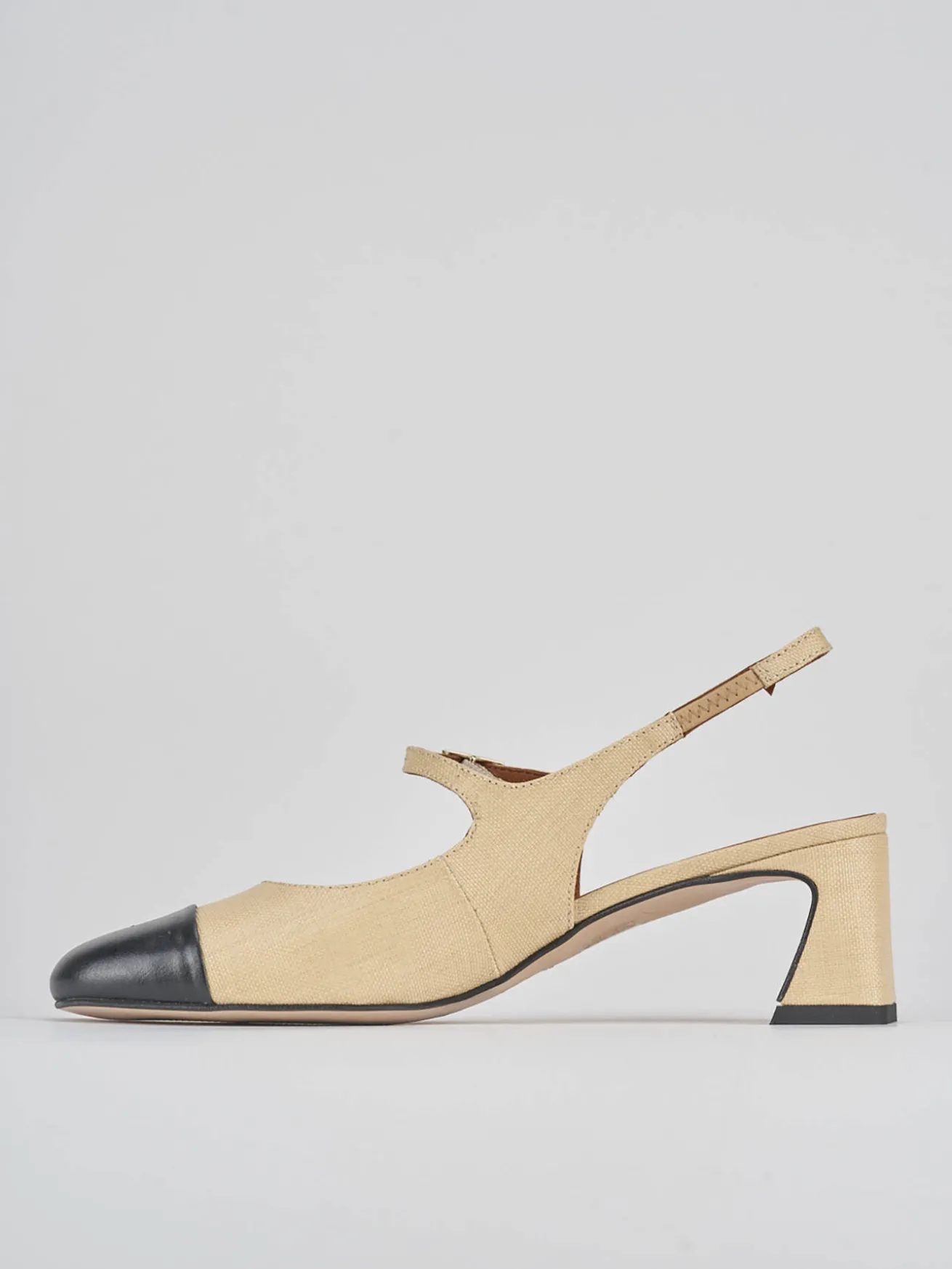 Slingback tacco 5cm pelle nero