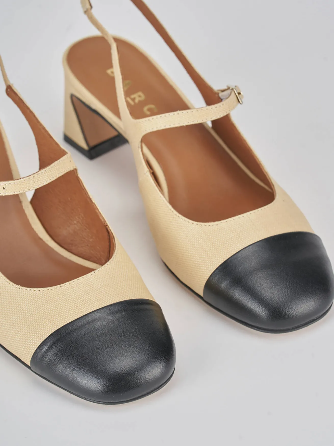 Slingback tacco 5cm pelle nero