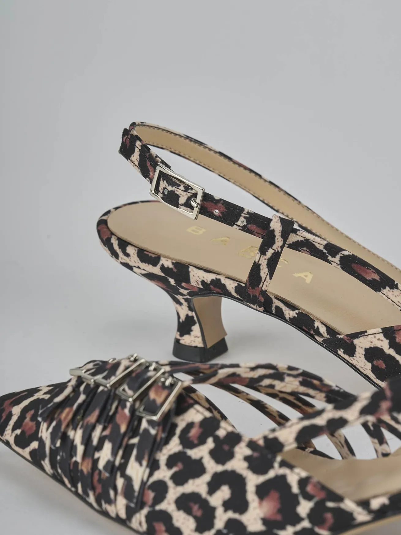 Slingback tacco 4cm pelle multicolor