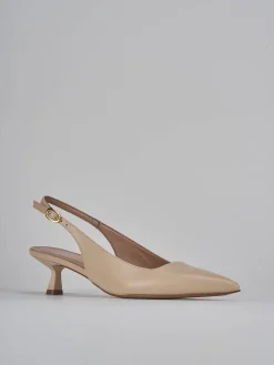 Slingback tacco 5cm pelle beige