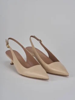 Slingback tacco 5cm pelle beige
