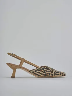 Slingback tacco 5cm pelle beige