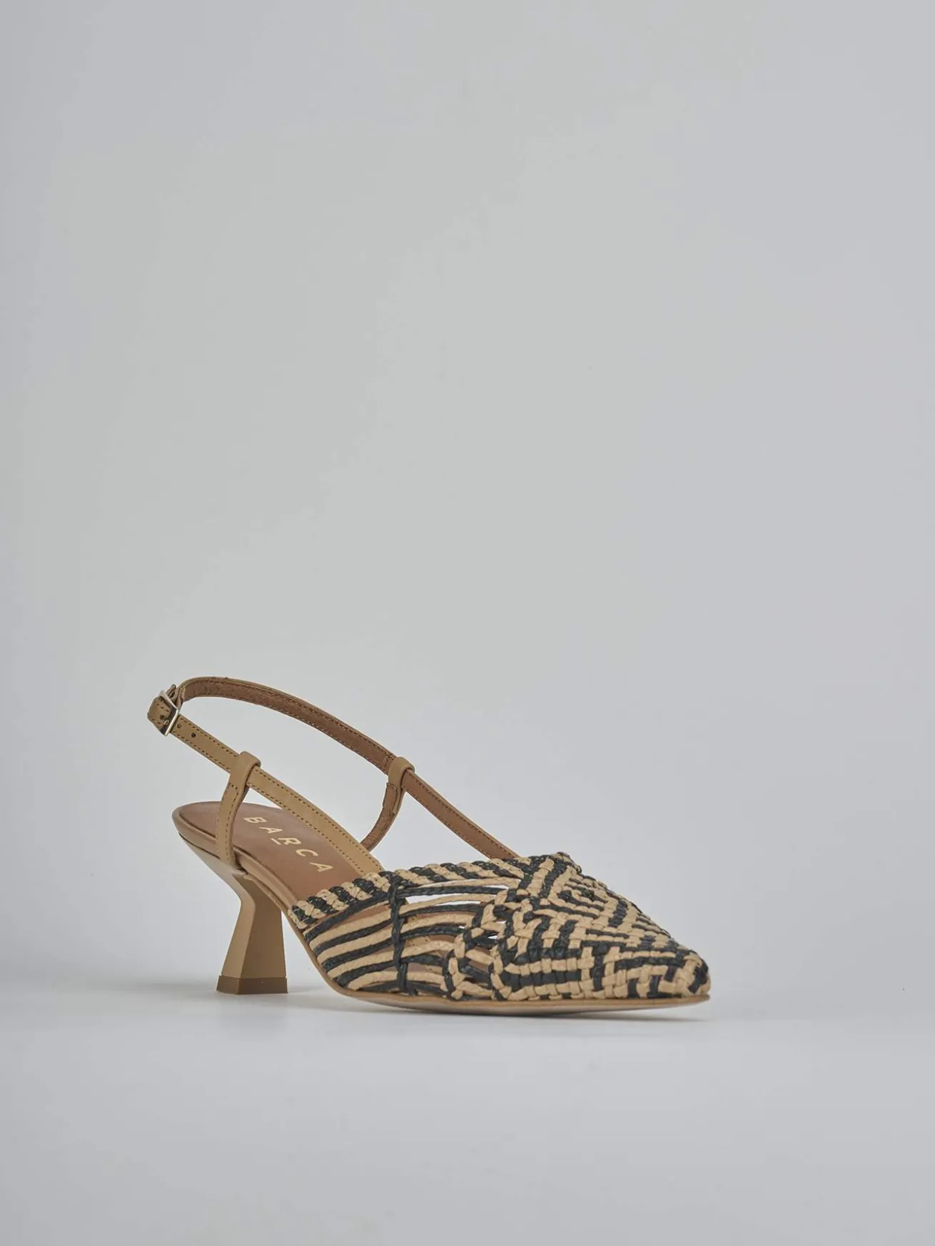 Slingback tacco 5cm pelle beige