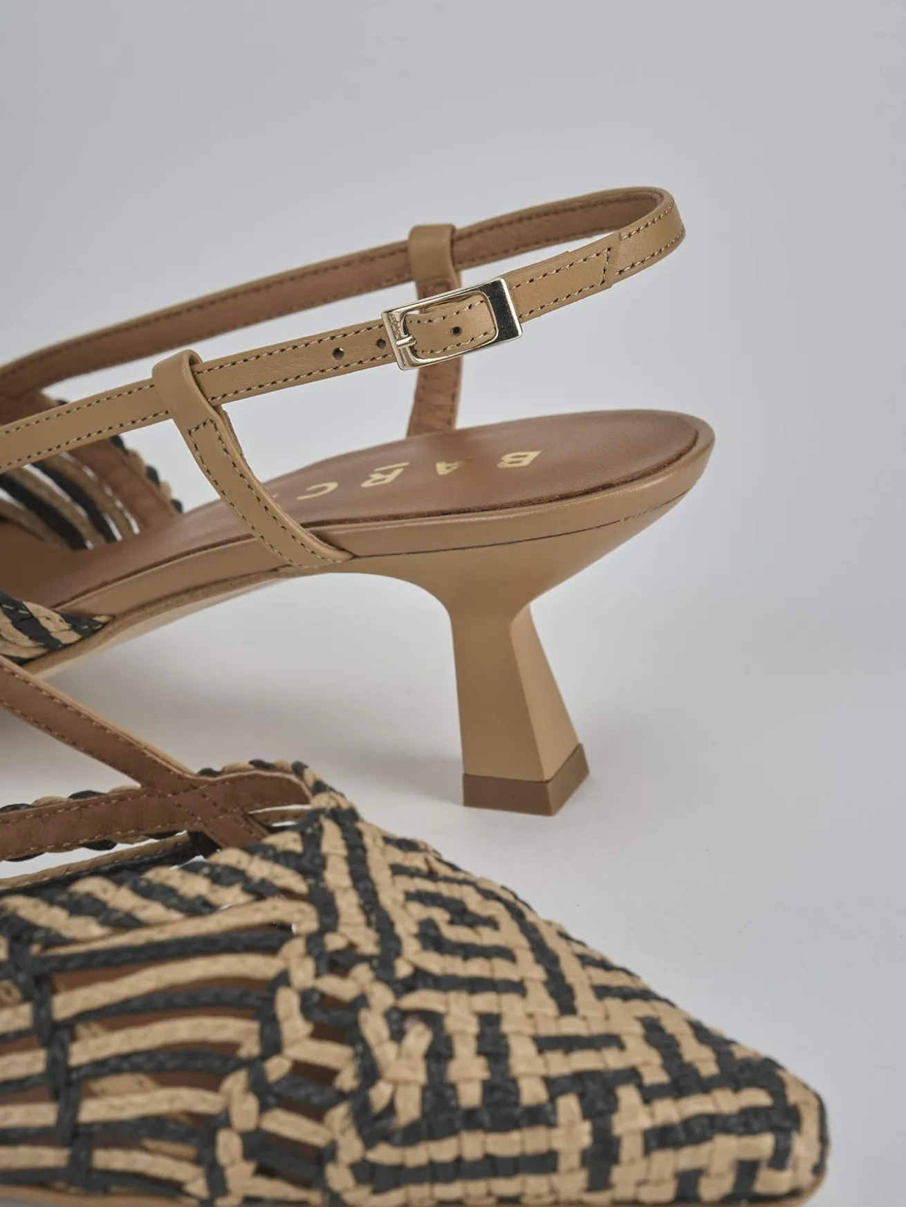 Slingback tacco 5cm pelle beige