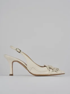 Slingback tacco 7cm pelle bianco