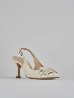 Slingback tacco 7cm pelle bianco