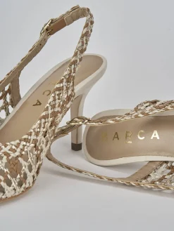 Slingback tacco 7cm pelle beige