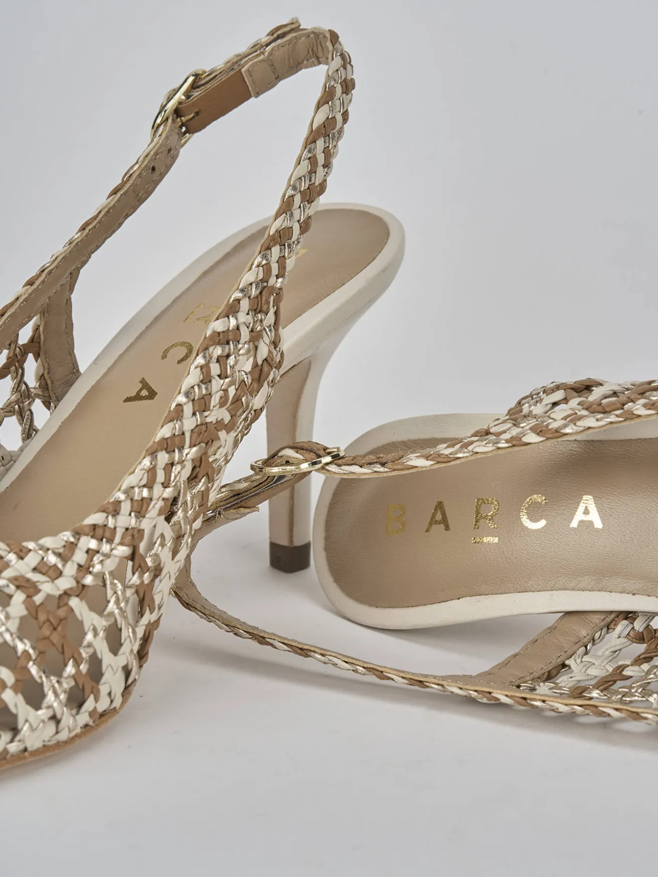 Slingback tacco 7cm pelle beige