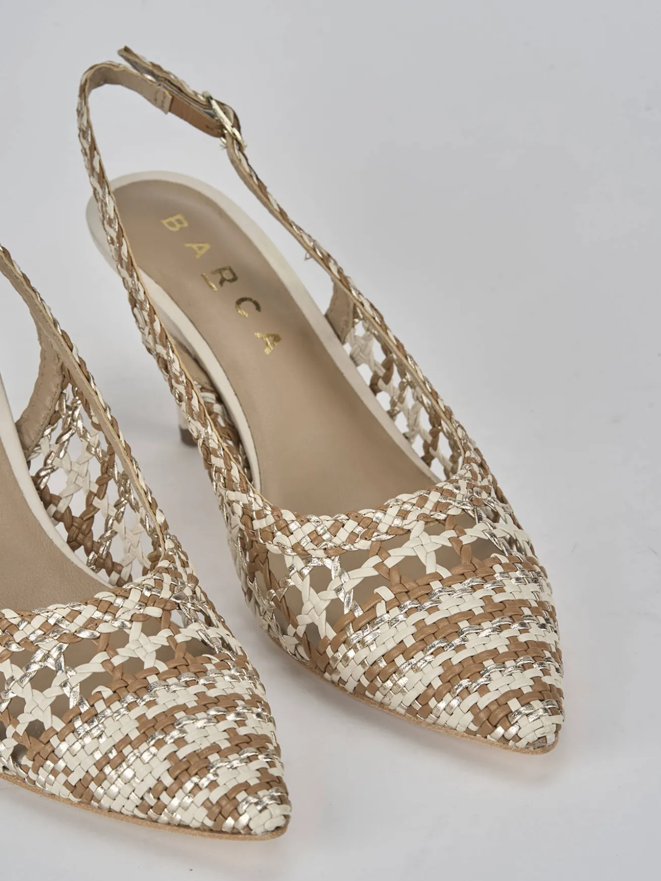 Slingback tacco 7cm pelle beige