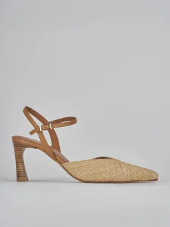 Slingback tacco 8cm pelle beige