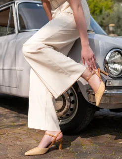 Slingback tacco 8cm pelle beige