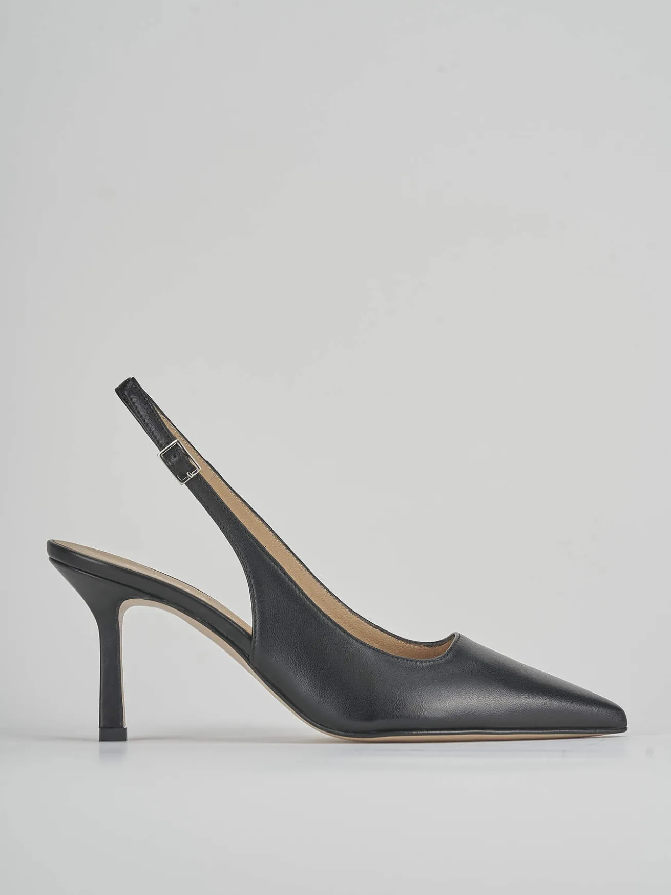 Slingback tacco 8cm pelle nero