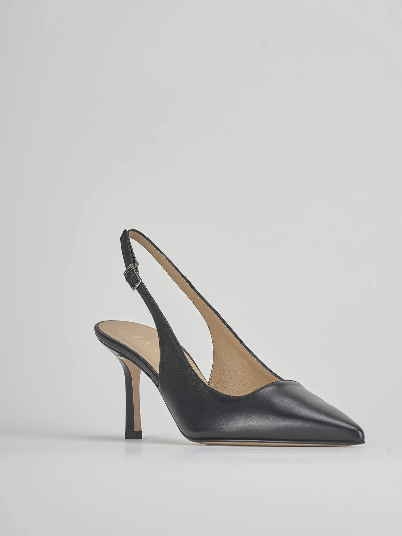Slingback tacco 8cm pelle nero