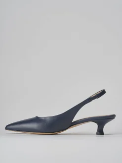 Slingback tacco 3cm pelle blu