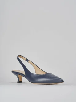 Slingback tacco 3cm pelle blu