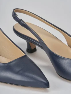 Slingback tacco 3cm pelle blu