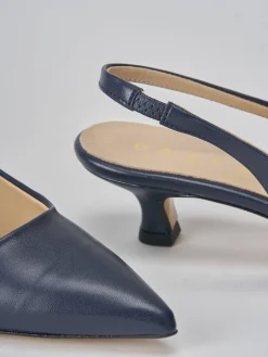 Slingback tacco 3cm pelle blu