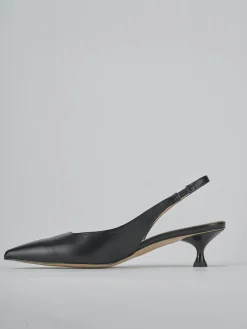Slingback tacco 4cm pelle nero