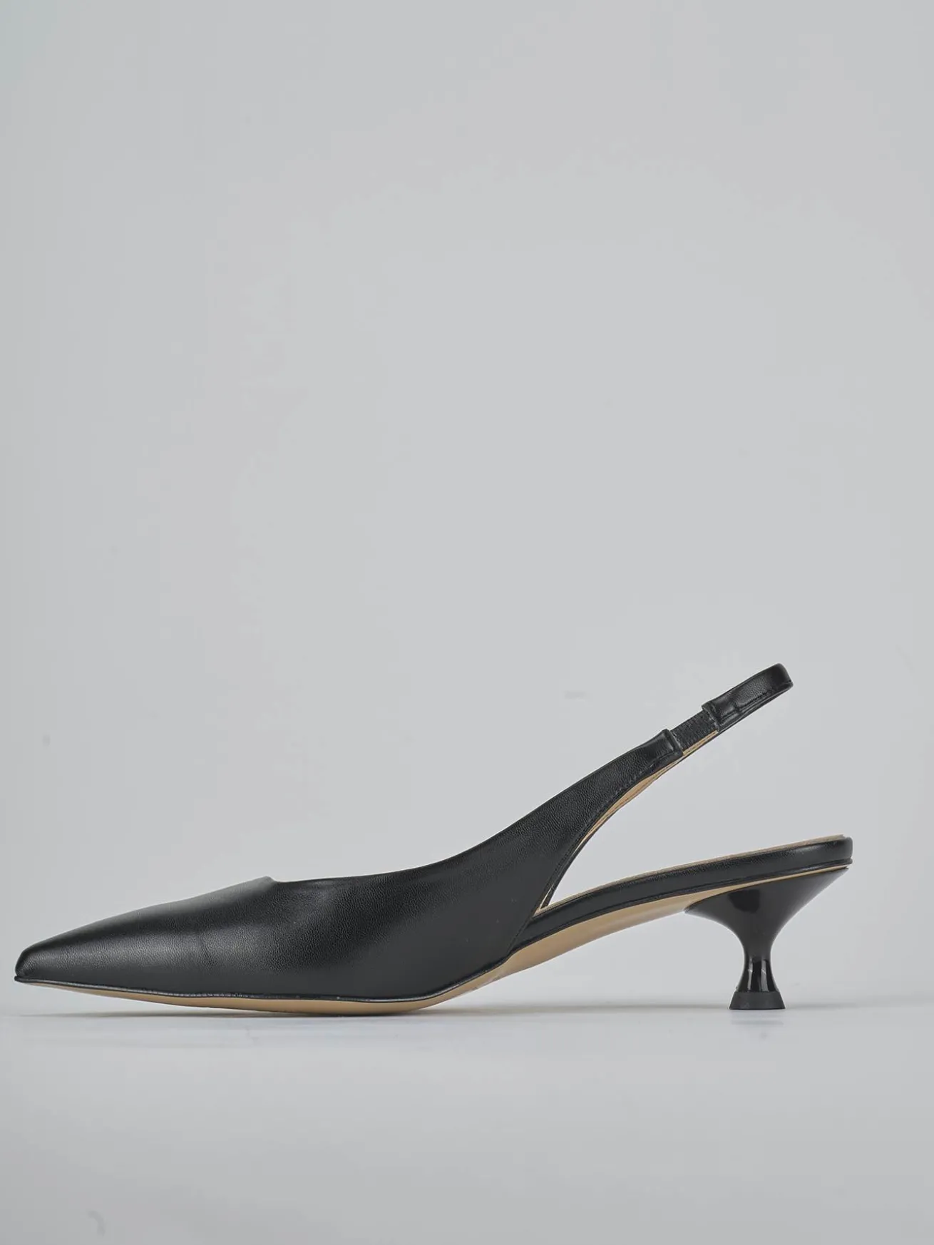 Slingback tacco 4cm pelle nero