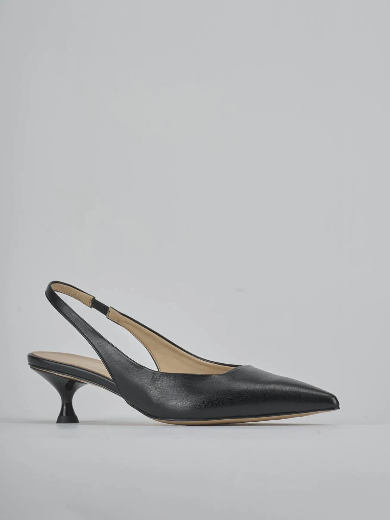 Slingback tacco 4cm pelle nero