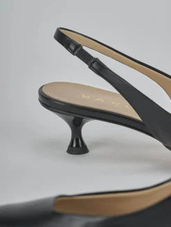 Slingback tacco 4cm pelle nero