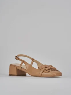 Slingback tacco 4cm pelle beige