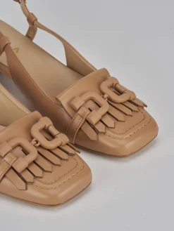 Slingback tacco 4cm pelle beige
