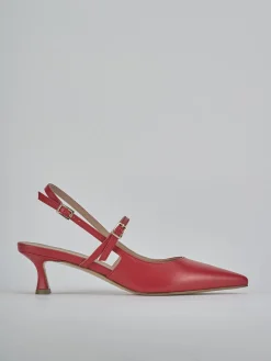 Slingback tacco 5cm pelle rosso