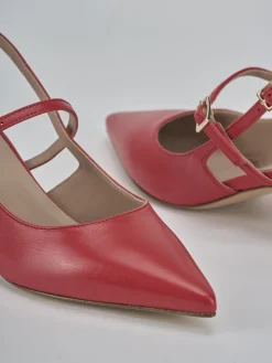 Slingback tacco 5cm pelle rosso