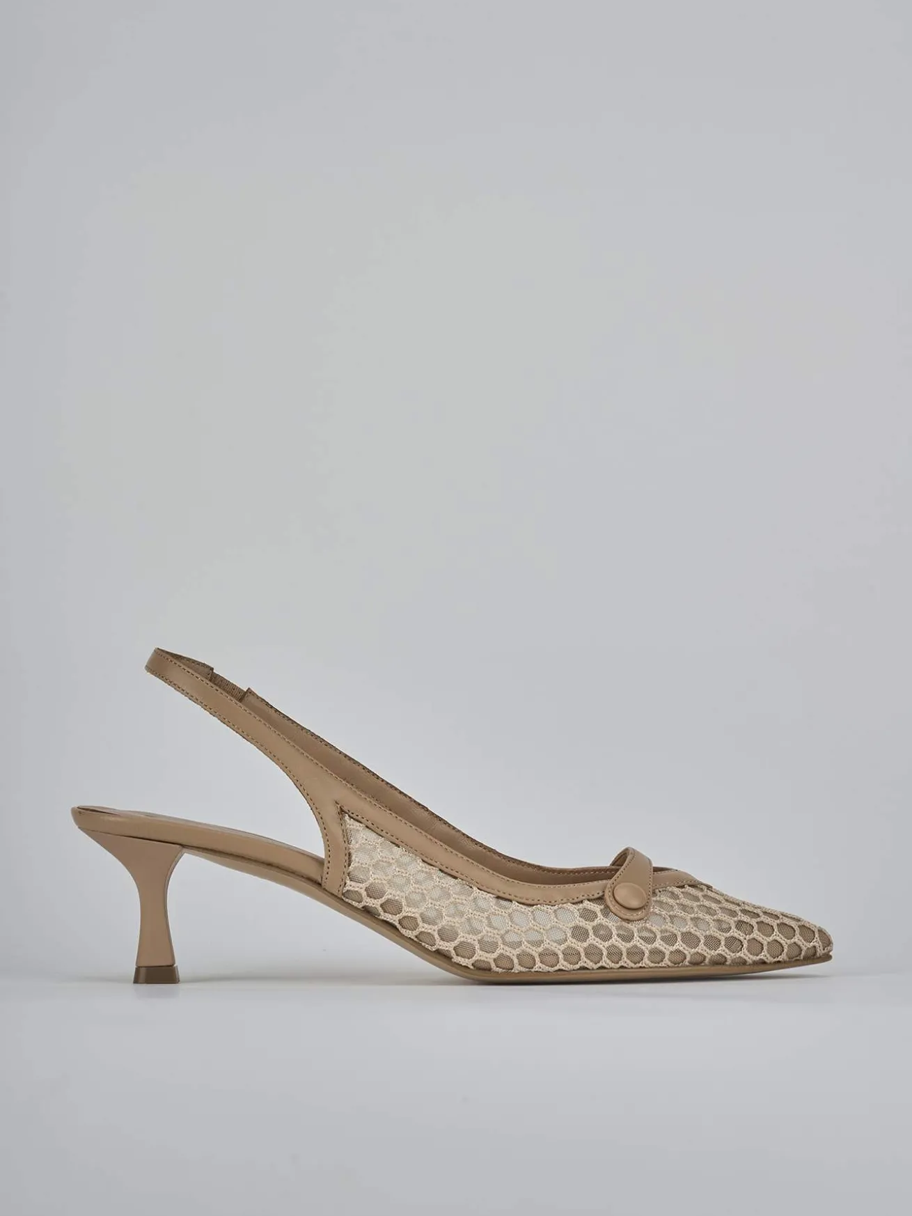 Slingback tacco 5cm pelle marrone