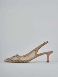 Slingback tacco 5cm pelle marrone