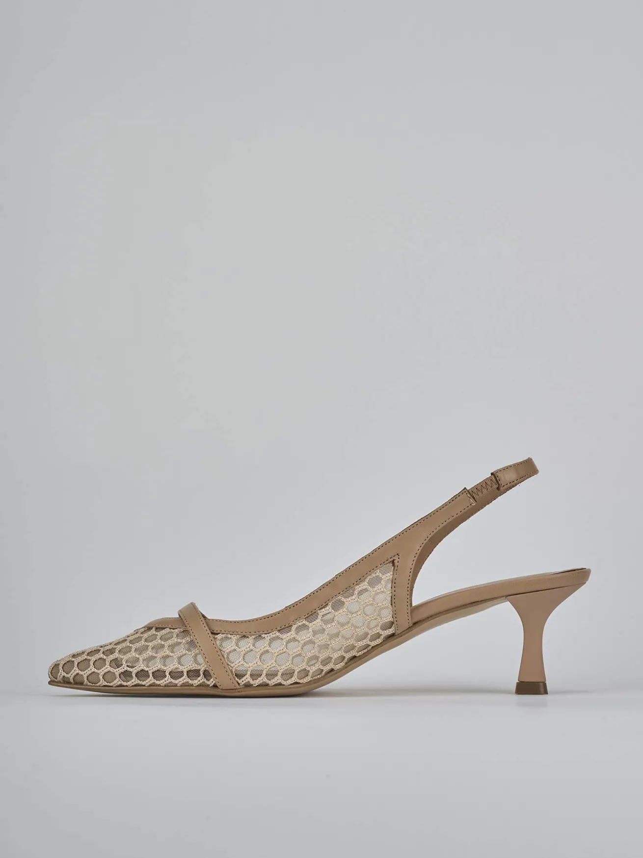 Slingback tacco 5cm pelle marrone